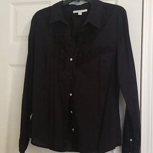 Fun tuxedo styled black button down